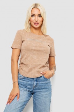 Футболка женская с принтом, цвет бежевый, 221R3307