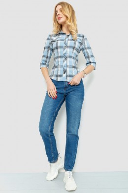 Рубашка женская в клетку, цвет серо-голубой, 230R063