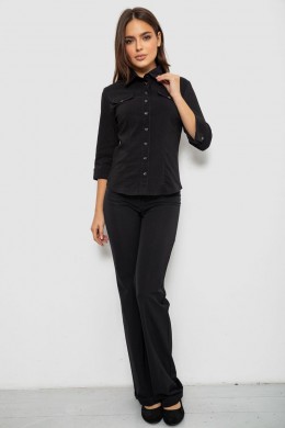 Сорочка жіноча однотонна, колір чорний, 230R068-3