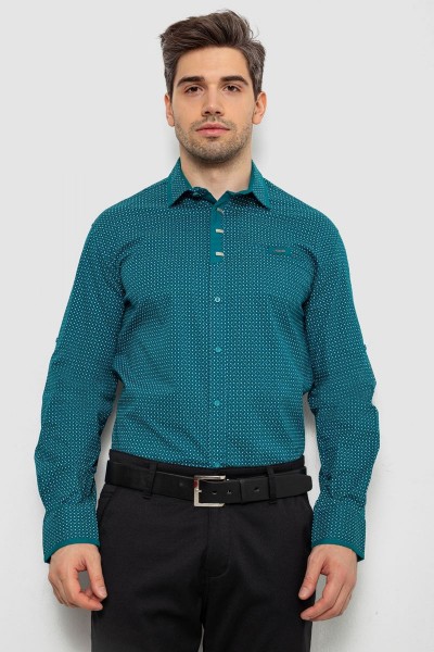 Рубашка мужская с принтом, цвет зеленый, 214R7467