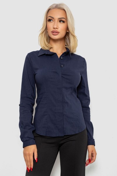 Блуза классическая, цвет синий, 230R08-2