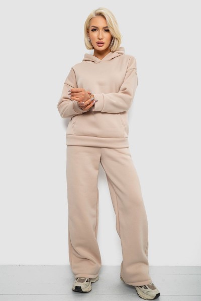 Спортивный костюм женский на флисе, цвет бежевый, 257R87