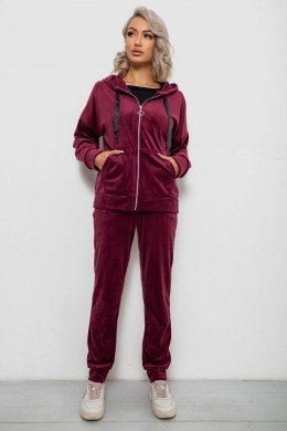 Спортивний костюм жіночий велюровий, колір бордовий, 257R4119