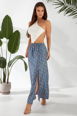 Юбка софт с цветочным принтом, цвет синий, 257R11