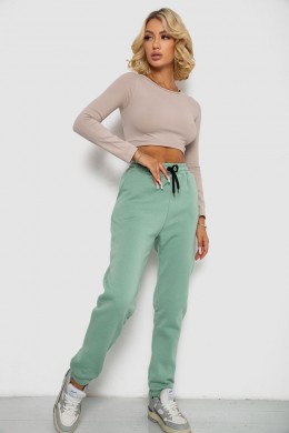 Спортивні штани жіночі на флісі, колір м'ятний, 238R57020