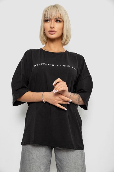 Футболка женская с принтом, цвет черный, 244R2020