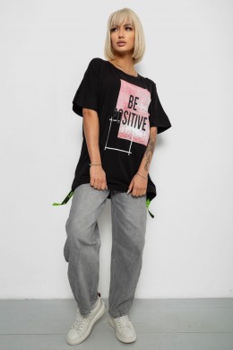 Футболка женская с принтом, цвет черный, 244R4011