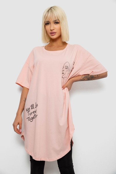 Футболка женская с принтом, цвет персиковый, 244R2416