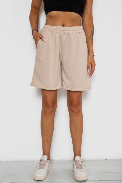 Шорти жіночі однотонні, колір бежевий, 238R57820