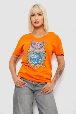 Футболка женская с принтом, цвет оранжевый, 244R2804