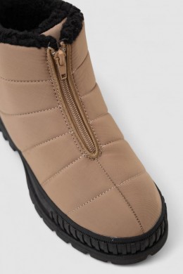 Дутики жіночі зимові на хутрі, колір бежево-чорний, 248RCX1740