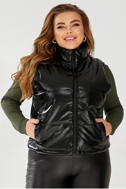 Жилет женский демисезонный экокожа, цвет черный, 257R68