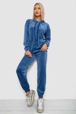 Спортивный костюм женский велюровый, цвет джинс, 241R1530-5