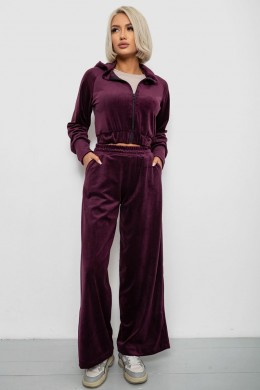 Спортивный костюм женский велюровый, цвет сливовый, 257R4125
