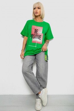 Футболка жіноча з принтом, колір зелений, 244R4011