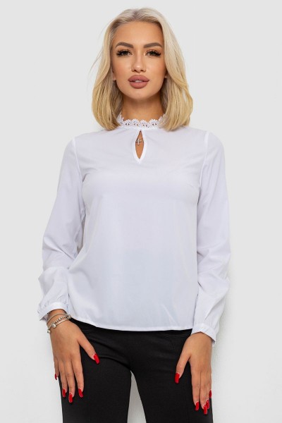 Блуза однотонная, цвет белый, 230R232-1