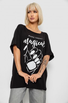 Футболка женская с принтом, цвет черный, 244R6005-1