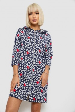 Халат женский на молнии с принтом, цвет сине-белый, 257R1026