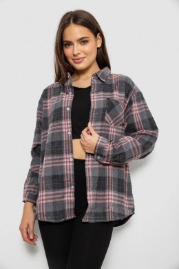 Рубашка женская в клетку, цвет серо-персиковый, 244R1070-2