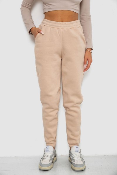Спортивные штаны женские на флисе, цвет светло-бежевый, 238R57013