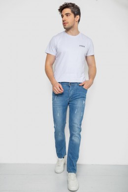 Джинсы мужские с потертостями  -уценка, цвет голубой, 247R736-U-12