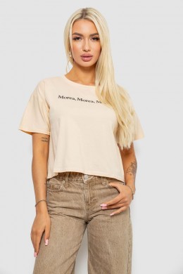 Футболка женская с принтом, цвет бежевый, 221R9905