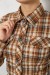 Рубашка женская в клетку, цвет темно-бежевый, 230R064-1 Рубашка женская в клетку, цвет темно-бежевый, 230R064-1