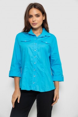 Сорочка жіноча однотонна, колір блакитний, 230R068-7
