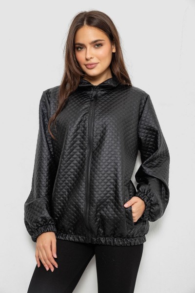 Бомбер женский с принтом, цвет черный, 257R72-4