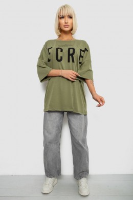 Футболка женская с принтом, цвет хаки, 244R3008-1